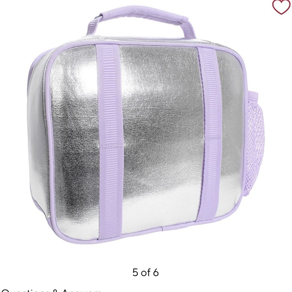 Pottery Barn Kids Mackenzie Silver Metallic Hearts Lunch Box - Picture 4 of 7